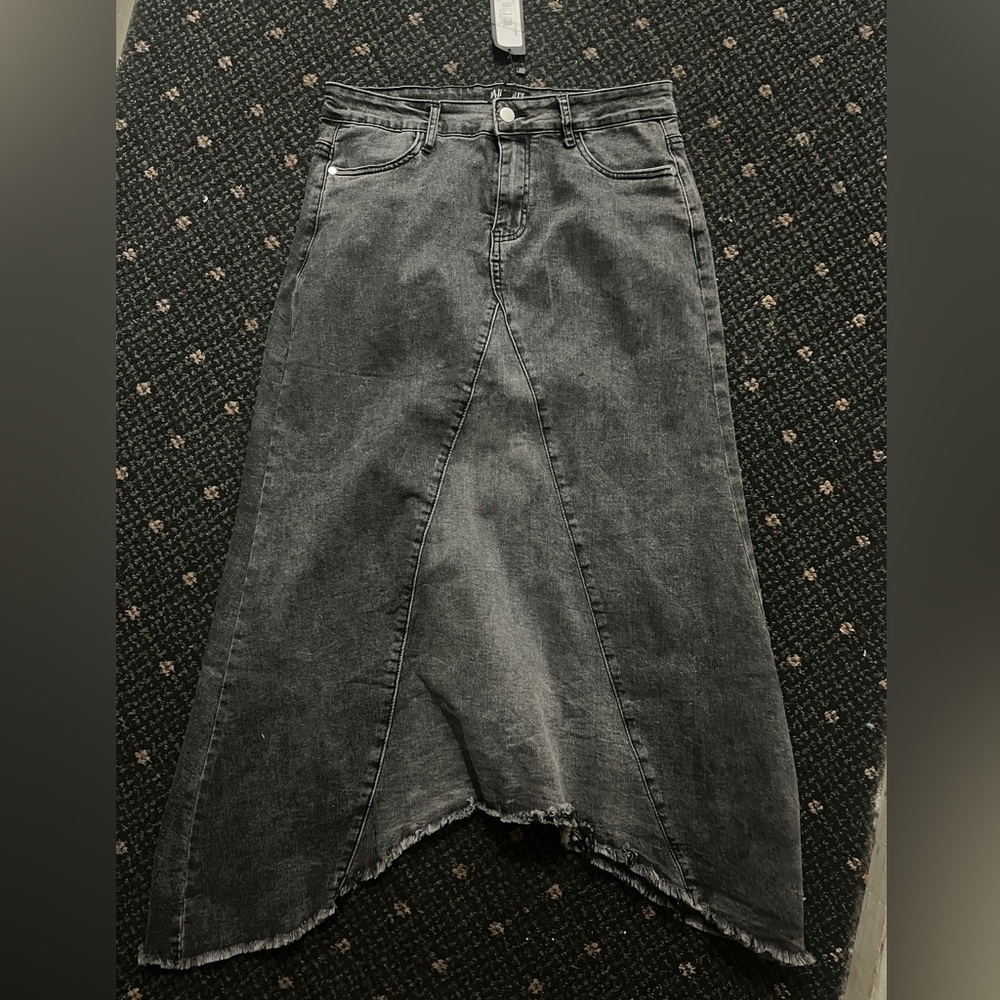 Gray Maxi Denim Skirt